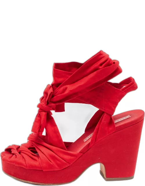 Marc by Marc Jacobs Red Fabric Tie Up Block Heel Sandal