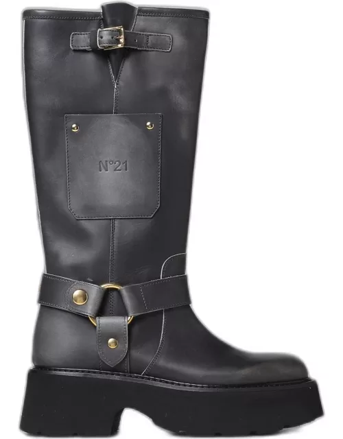 N°21 boots in used leather with buckle
