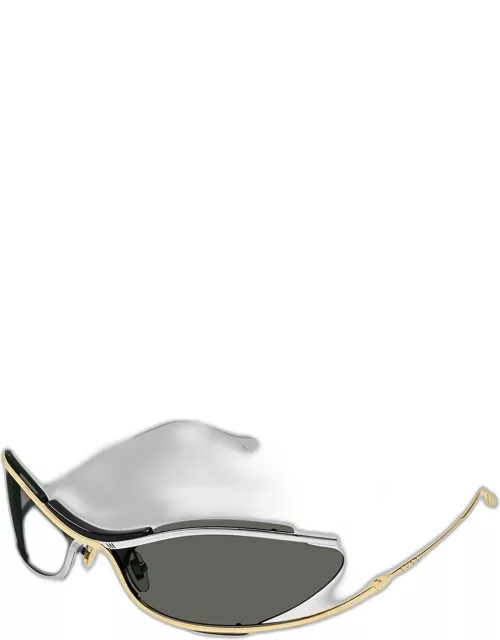 Men's Two-Tone Metal Oval Sunglasse