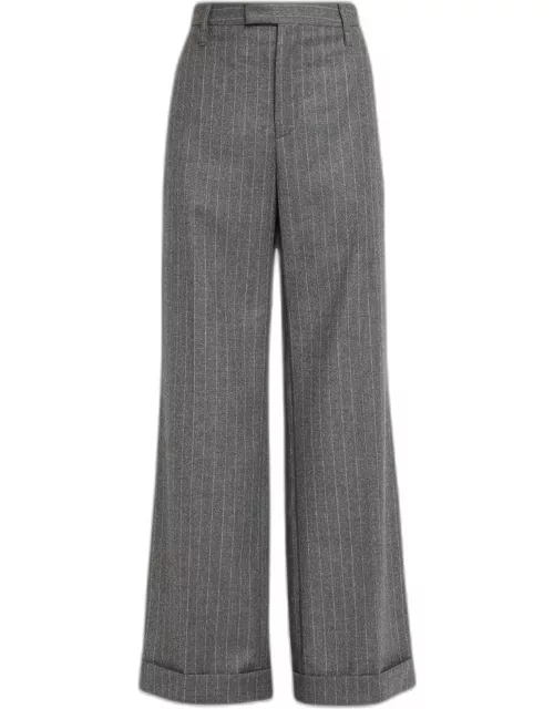 Sparkle Pinstripe Pleated Pants with Hollywood Cuff