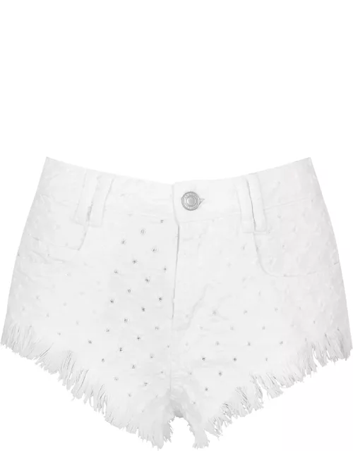Isabel Marant Aneida Distressed Fil Coupé Shorts - White