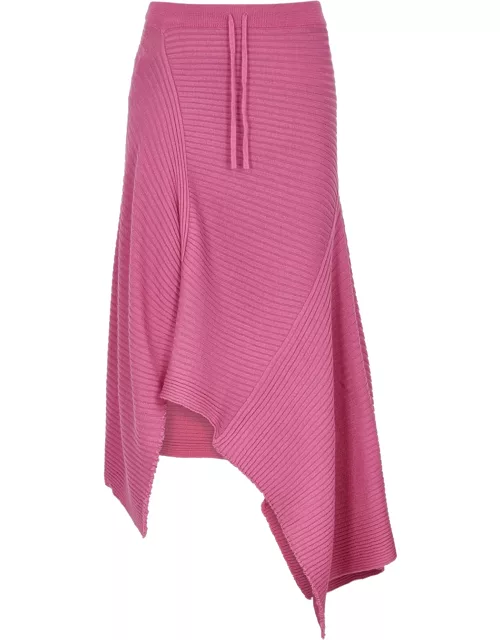 Marques' Almeida Asymmetric Ribbed Wool Midi Skirt - Pink