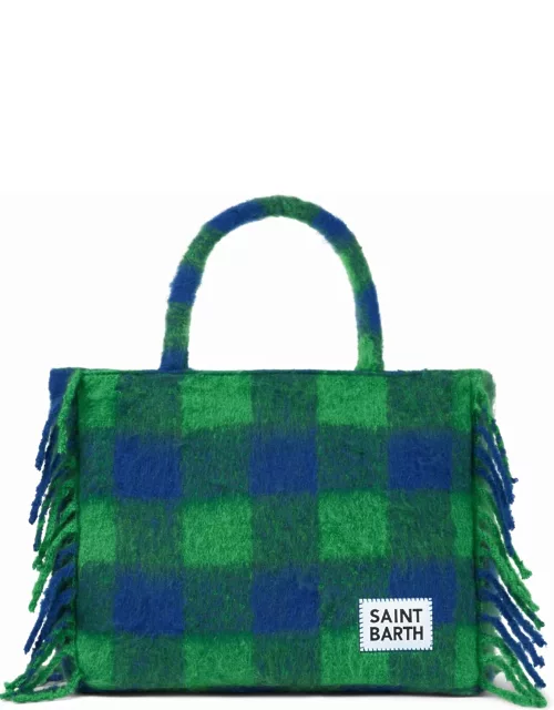 MC2 Saint Barth Vanity Blanket Shoulder Bag With Green And Blue Check