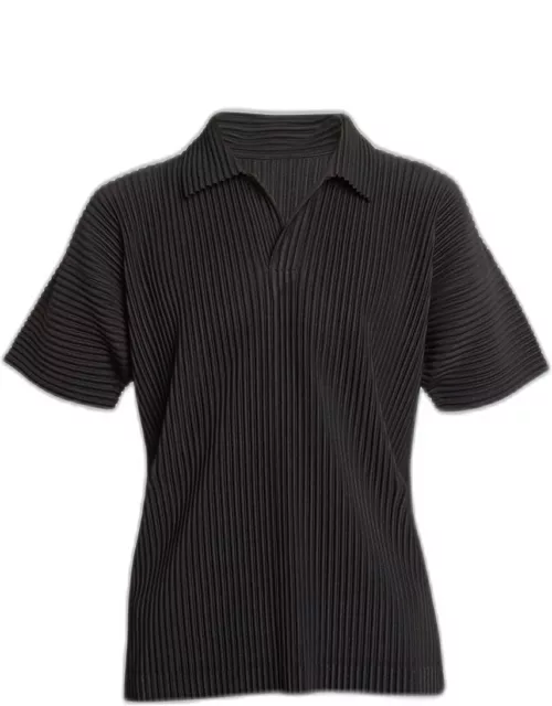 Men's Pleated Polyester Basic Polo Shirt