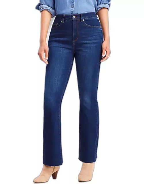 Loft Tall Curvy Fresh Cut High Rise Slim Flare Jeans in Dark Wash