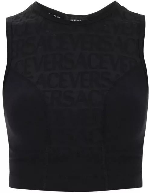 VERSACE sports crop top with lettering