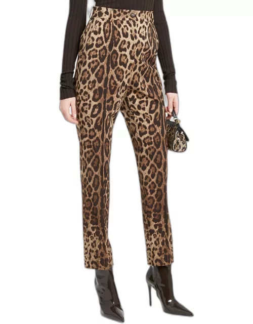 Leopard Straight-Leg Pant