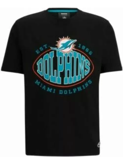 BOSS x NFL stretch-cotton T-shirt with collaborative branding- Dolphins Men's T-Shirt