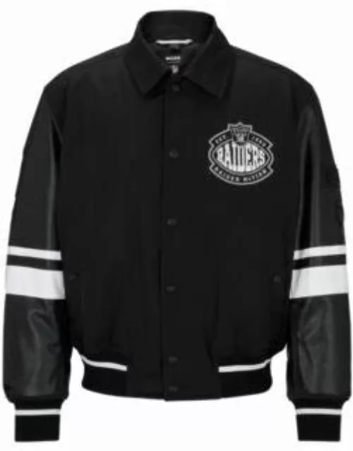 BOSS x NFL water-repellent bomber jacket with collaborative branding- Raiders Men's Casual Jacket