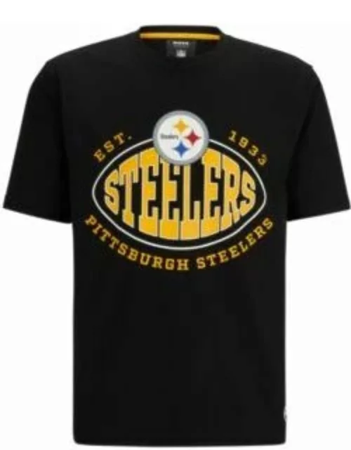 BOSS x NFL stretch-cotton T-shirt with collaborative branding- Steelers Men's T-Shirt