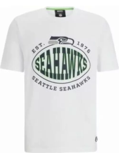 BOSS x NFL stretch-cotton T-shirt with collaborative branding- Seahawks Men's T-Shirt