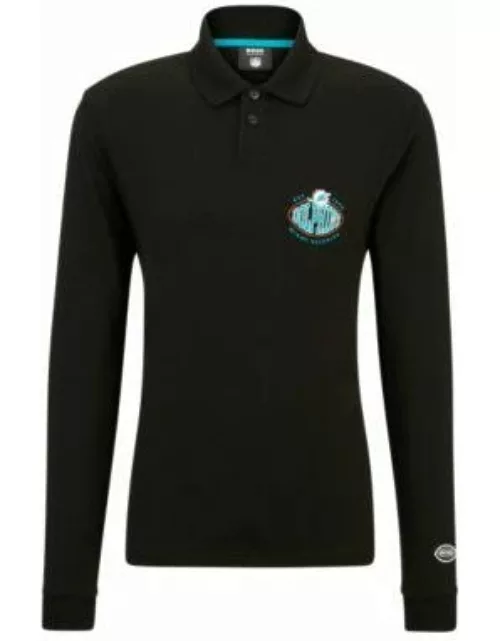 BOSS x NFL long-sleeved polo shirt with collaborative branding- Dolphins Men's Polo Shirt