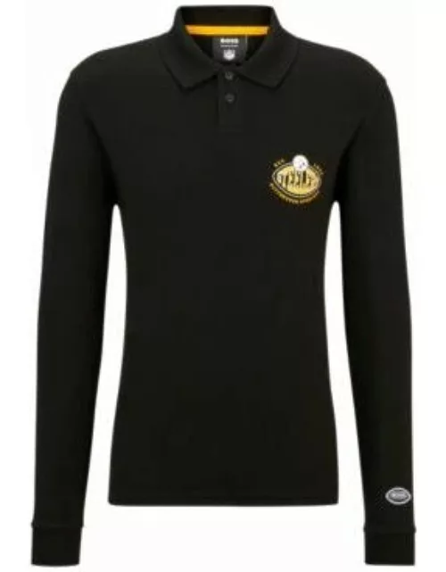 BOSS x NFL long-sleeved polo shirt with collaborative branding- Steelers Men's Polo Shirt