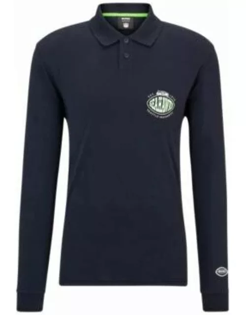 BOSS x NFL long-sleeved polo shirt with collaborative branding- Seahawks Men's Polo Shirt