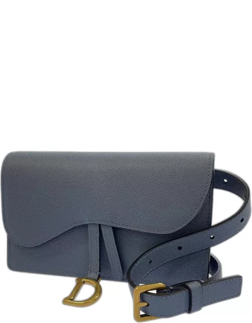 Dior Blue Leather Saddle Waist Bag