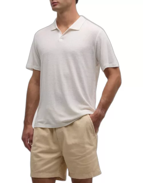 Men's Linen Johnny Collar Polo Shirt