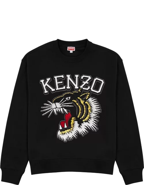 Kenzo Varsity Jungle Embroidered Cotton Sweatshirt - Black