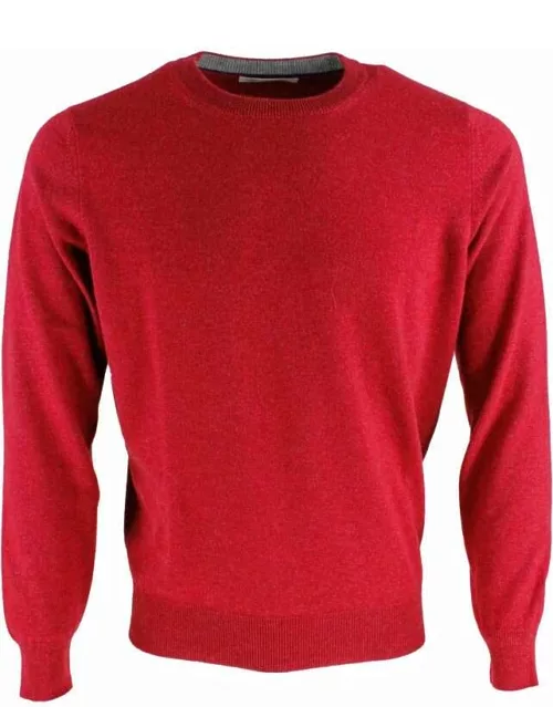 Brunello Cucinelli Cashmere Crewneck Sweater With Contrasting Profile