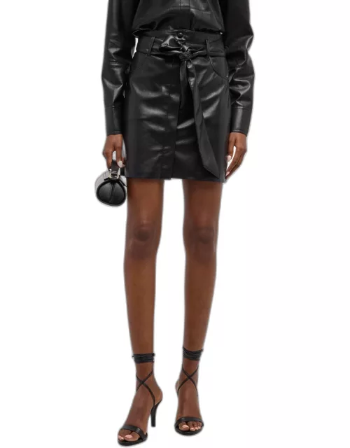 Meda Belted Alt-Leather Mini Skirt