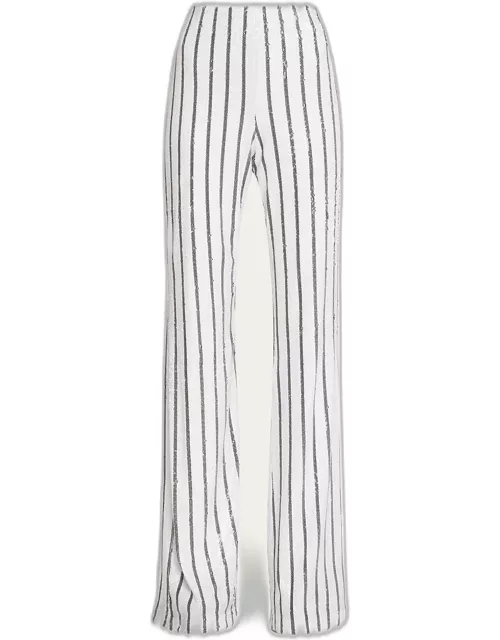 Sapphire Sequin-Embellished Striped Pant