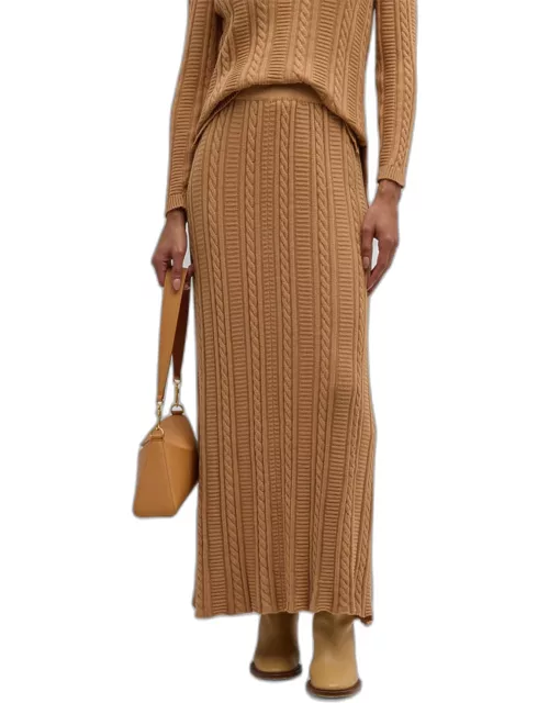 A-Line Cable-Knit Maxi Skirt