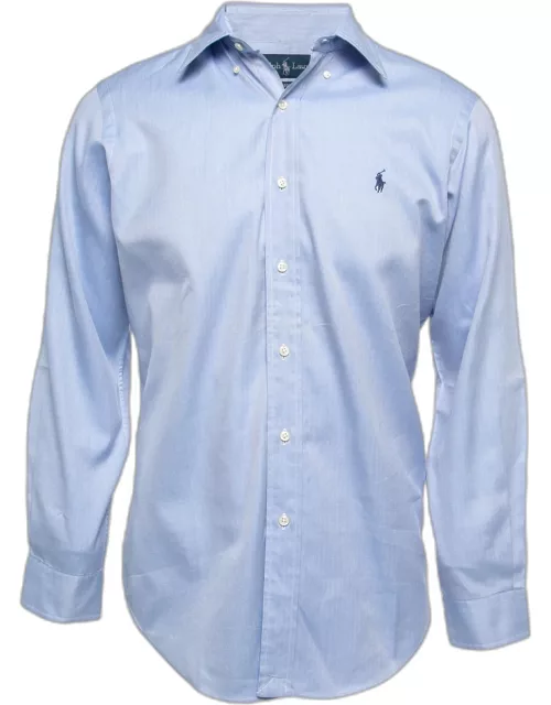 Polo Ralph Lauren Blue Cotton Button Down Classic Fit Full Sleeve Shirt