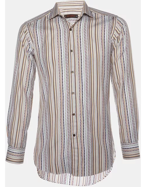 Etro Multicolor Striped Cotton Button Front Shirt