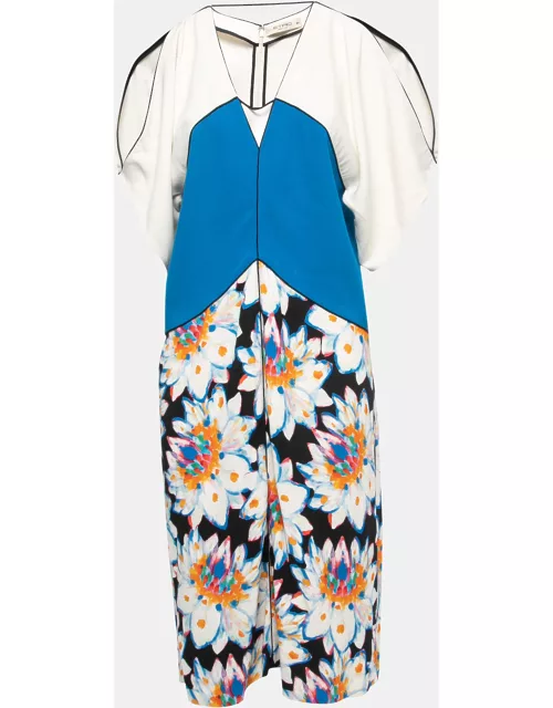 Etro Multicolor Printed Crepe Cut Out Sleeve Detail Short Dress