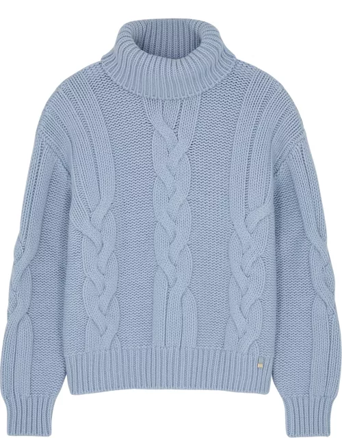 Herno Cable-knit Roll-neck Wool Jumper - Blue