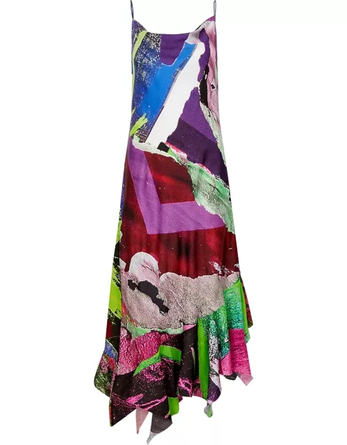 Marques' Almeida Printed Satin Midi Slip Dress - Multicoloured