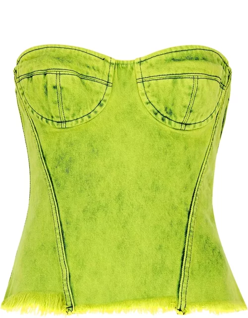 Marques' Almeida Overdyed Strapless Denim Corset Top - Lime