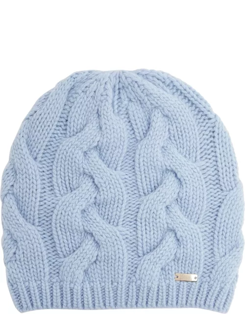 Herno Cable-knit Wool Beanie - Blue