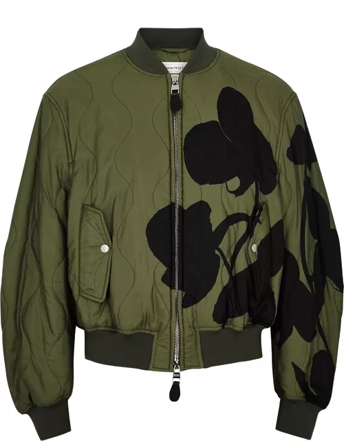 Alexander McQueen Printed Quilted Nylon Bomber Jacket - Green