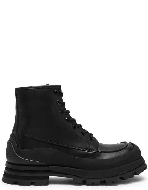 Alexander McQueen Leather Combat Boots - Black