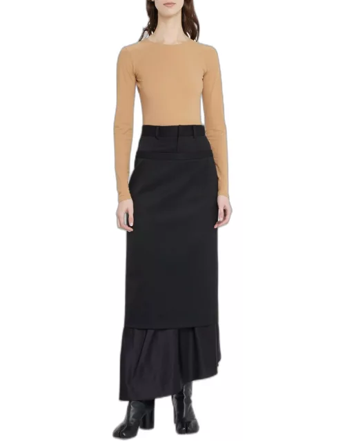 Layered Suiting Midi Skirt