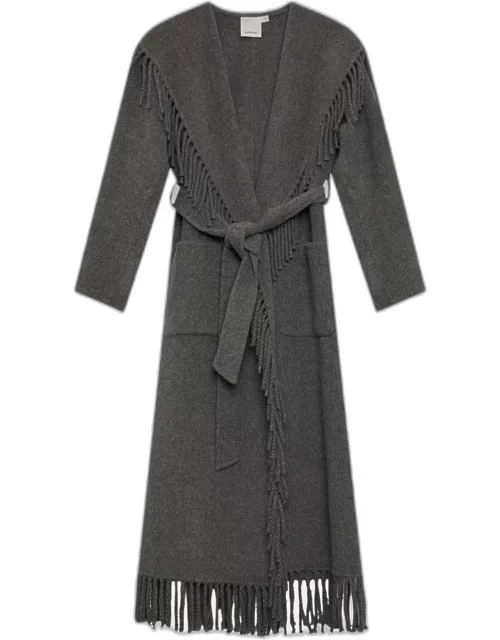 Carrie Fringed Wool-Blend Robe Coat