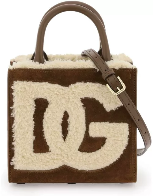 DOLCE & GABBANA dg daily mini suede and shearling tote bag