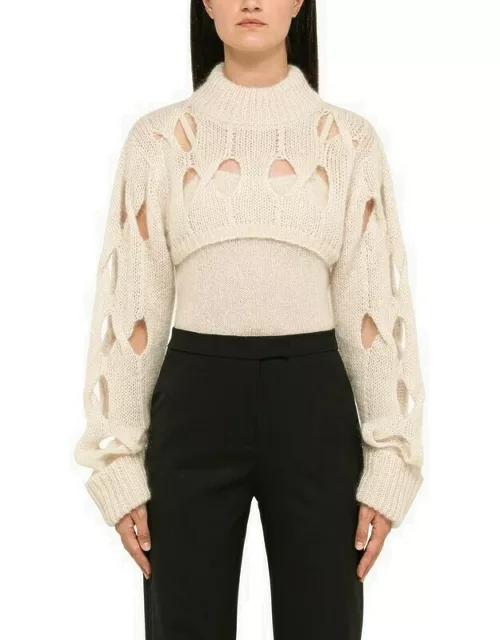 Perforated butter turtleneck