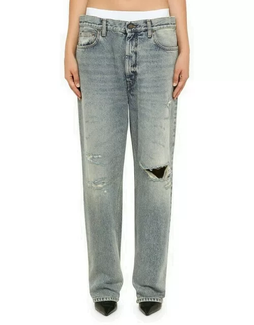 Low-waisted washed jean