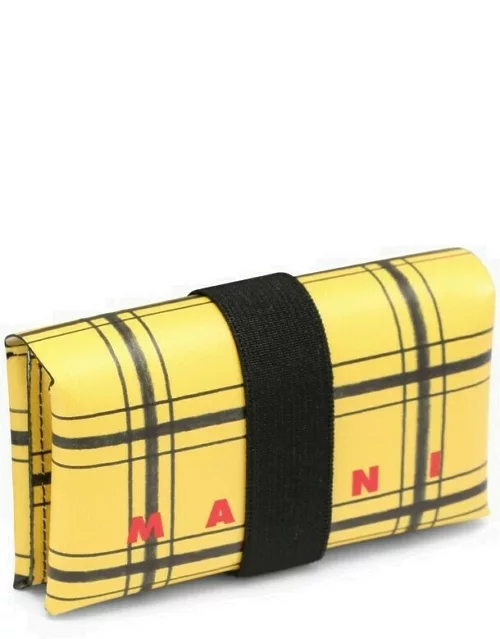 Tri-fold wallet black/yellow check