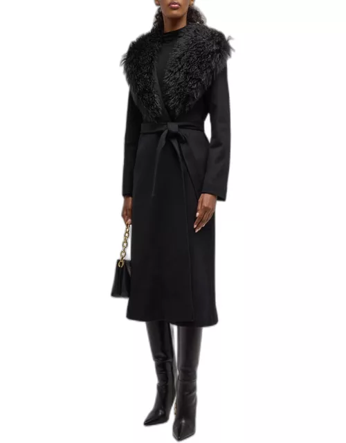 Skylar Belted Wool Wrap Coat with Mohair Blend Tri
