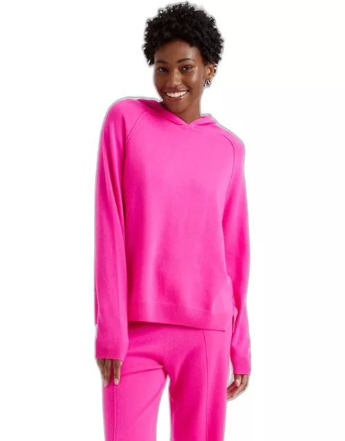 Hot-Pink Wool-Cashmere Boxy Hoodie