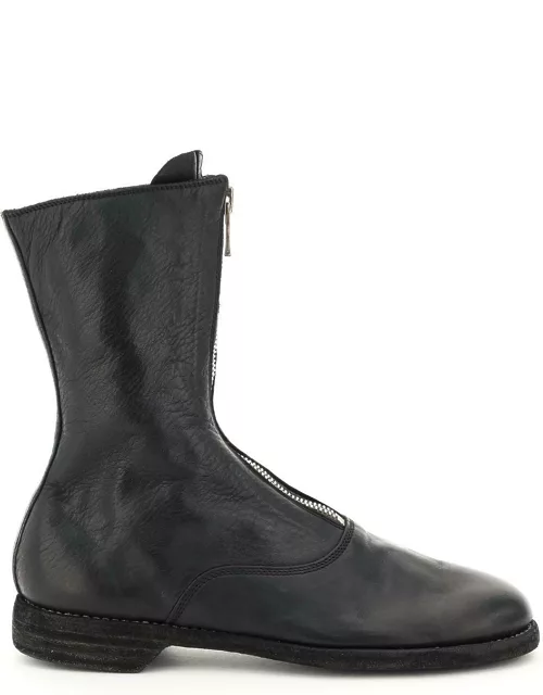 GUIDI Front zip leather ankle boot