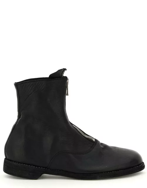 GUIDI Front zip leather ankle boot