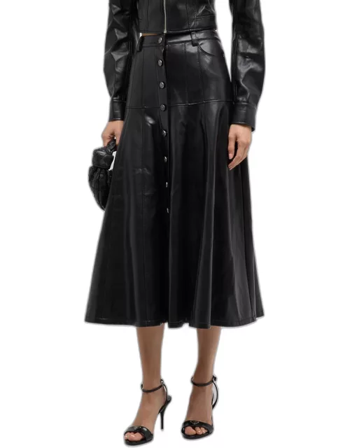 Veena Vegan Leather Midi Skirt