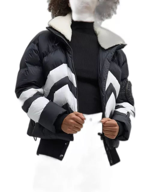 Valea Chevron Puffer Jacket with Removable Teddy Collar