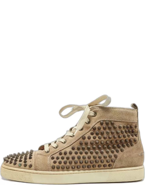 Christian Louboutin Brown Suede Spike High Top Sneaker