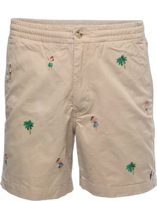 Polo Ralph Lauren Beige Cotton Hawaiian Embroidered Shorts