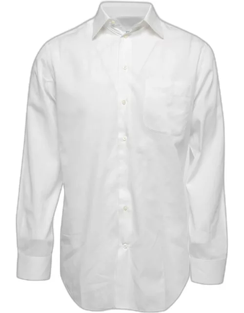 Armani Collezioni White Cotton Button Front Full Sleeve Shirt