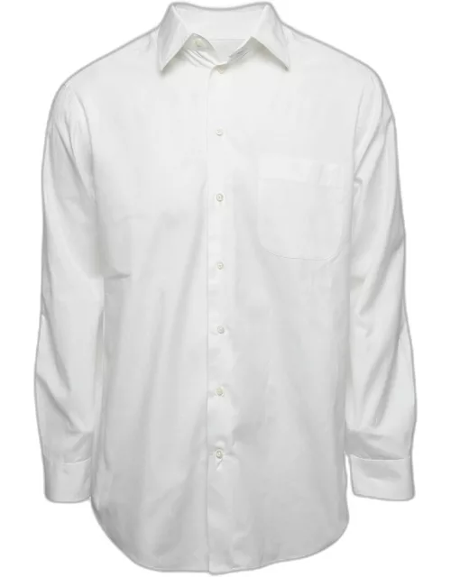 Armani Collezioni White Cotton Button Front Full Sleeve Shirt
